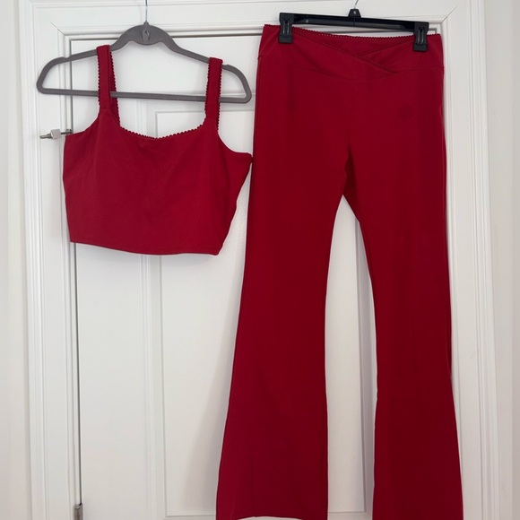 As Revival Pants - Red Crop Tank and Flared Leggings Set